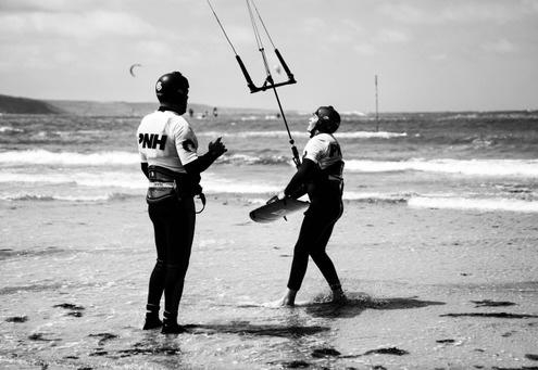 père et fils apprentissage kitesurf